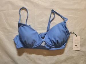 Women's Plunge Underwire Bikini Top Shade & Shore Blue Size 34B - Picture 1 of 5