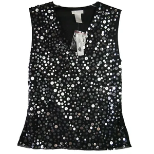 Blusa Worthington Mujer Talla M Sin Mangas con Lentejuelas Tono Plateado NUEVA - Imagen 1 de 13