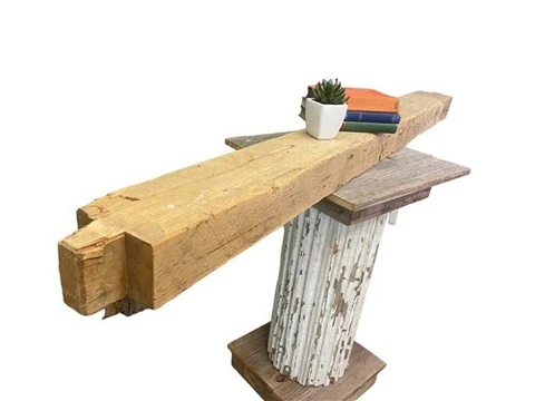 Reclaimed Barn Beam Wood Shelf, Architectural Salvage Fireplace Mantel C8 Cover
