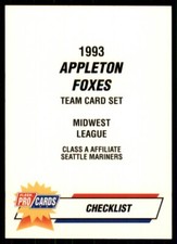 1993 Fleer ProCards Checklist Appleton Foxes #2479