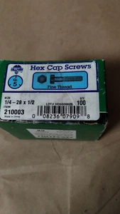New 100/Box Hillman Hex Cap Screws Grade 5 1/4"-28 x 1/2" Fine Thread 210003 - Picture 1 of 3