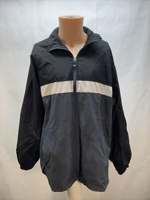 BCG mens large WindBreaker Jacket Black Zip Vintage Lined - Image 1 of 4