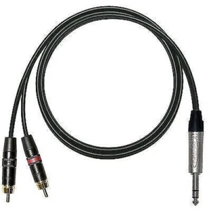 Neutrik Stereo 1/4" Jack Split into Dual Rean RCA / Phonos. Black Splitter Cable - Picture 1 of 3
