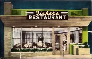 Fisher's Restaurant, On The Circle, Sebring FL Florida Leinen Postkarte - Bild 1 von 2