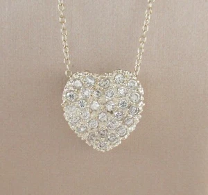.925 Sterlingsilber Puffy Herz Anhänger Halskette mit Cluster Zirkonia 18" - Bild 1 von 2