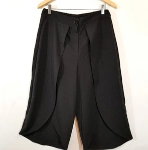 Pantalones Cortos Capri Negros Pierna Ancha Ligeros Piernas Tulipán Espalda Elástica Talla Grande - Imagen 1 de 8