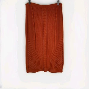 Sparrow Skirt Womens Medium Rust Orange Cable Knit Merino Wool Cashmere Blend - Picture 1 of 9