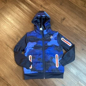 Reebok Softshell Jacket Boys Size 8 Blue Camo Brushed Fleece Lined - Picture 1 of 12