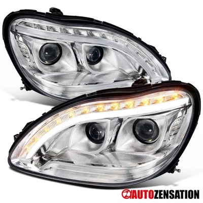 Fits 1998-2006 Mercedes Benz W220 S-Class LED Signal Strip Projector Headlights - Image 1 of 4