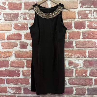 Vestido Connected Apparel para mujer 14 marrón oscuro cuello con cuentas funda cóctel fiesta Foto 1 de 4