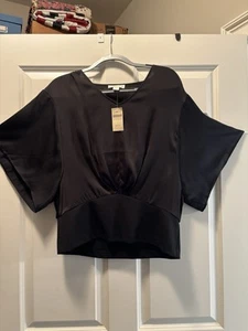 Coldwater Creek Women's Black Short Sleeve Blouse Size Large NWT - Picture 1 of 8