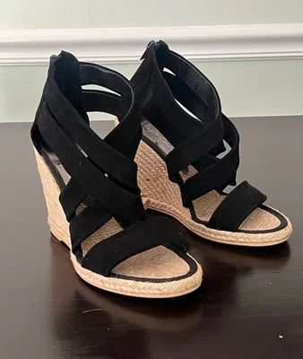 Sandalias de cuña Kenneth Cole New York para mujer negras de gamuza talla 7,5 M Esperanzas Foto 1 de 4