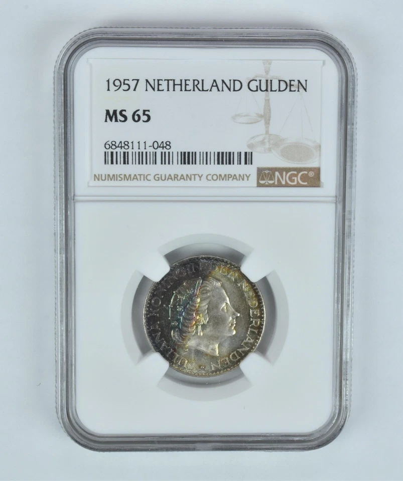 MS65 1957 Netherlands Gulden NGC Beautifully Toned *2931 - Image 1 of 3