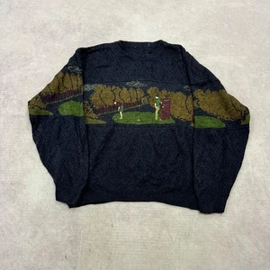 Jersey de punto vintage bordado golf golf estampado abuelo jersey tejido suéter - Imagen 1 de 5