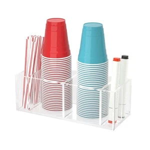 Double Cup Holder with Marker Slot Party Cup Dispenser Acrylic Cup Organizer ... - Picture 1 of 6