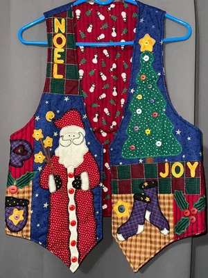 Handmade Christmas Vest – Santa, Tree, Snowman, “NOEL & JOY” - Image 1 of 4