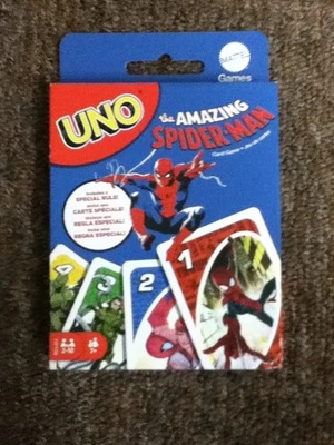 UNO The Amazing Spider-Man Standard Game with Special Web Swing Rule for 2 to 10 - Image 1 of 3