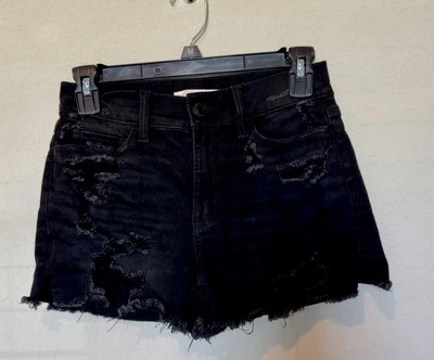 Women's High Rise Curvy Shortie Shorts Black Sz  1/25W  Summer Short - Image 1 of 4