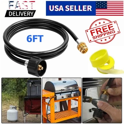 6FT Propane Adapter Hose LP Tank 1lb to 20lb Converter For QCC1 Type1 Gas Grill - Image 1 of 4