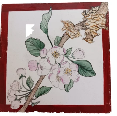 Flores de cerezo antiguas pintadas a mano Minton's Tile Works Foto 1 de 4