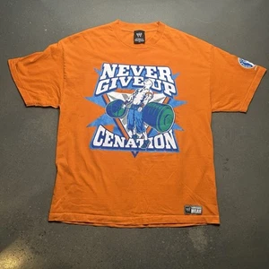 WWE Wrestling Never Give Up John Cena U Can’t See Me Orange Shirt 2008 SZ XL - Picture 1 of 6