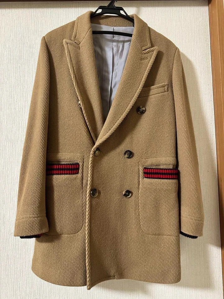 BAND OF OUTSIDERS Double-Breasted Coat Knit Accent Used Rare item Brown Beige - Image 1 of 4