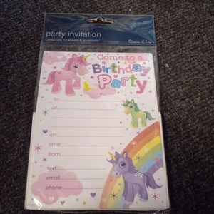 Pack of 20 x Party Invitations Invites to Birthday Party Unicorns With Envelopes - Picture 1 of 1