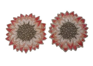 Tahari Lot Of 2 Placement Charger Sparkly Beaded Pearl Sunflower Summer Fall 15" - Picture 1 of 5