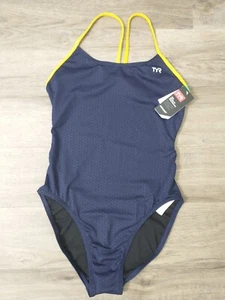 Tyr Chex7A Damen Duarafast marineblau/gold Hexa Ausschnitt einteiliger Badeanzug Größe 36 - Bild 1 von 6