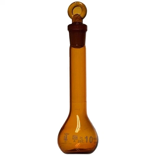 Frasco volumétrico ámbar de 10 ml, con tapón, Karter Scientific 253B2 (paquete de 10) Foto 1 de 1