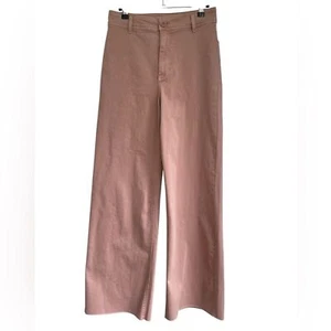 Oat New York Wide Leg Denim Trousers Neutral Pink Tan Patch Back Pockets Size 28 - Picture 1 of 16