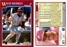 Wally Backman 1991 Score Rookie & Traded Baseball 8T  Philadelphia Phillies