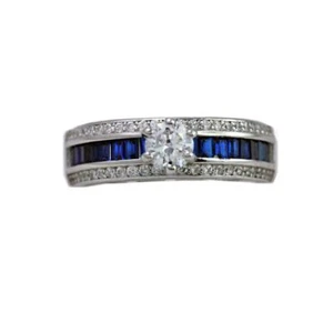 ANELLO SOLITARIO IN ARGENTO 925 ARGA127 CON PIETRE COLORATE LATERALI - BLU - Imagen 1 de 1
