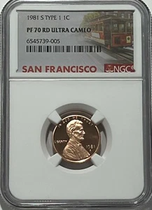 1981 S TYPE 1 NGC PF70 RD ULTRA CAMEO PROOF LINCOLN MEMORIAL PENNY 1C TROLLEY - Picture 1 of 3