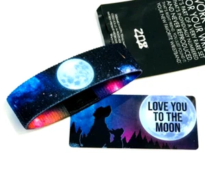 ZOX **LOVE YOU TO THE MOON** Silver Strap Med Mystery NIP Wristband w/Card - Picture 1 of 3
