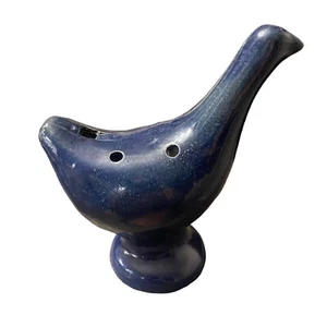 Signed Art Pottery Bird Figure Whistle Blue Vintage 5 X 5 Sweden? - Picture 1 of 6