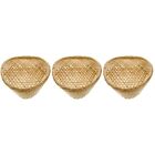 3 Pieces Storage Basket Bamboo Wicker Hamper Bread Tabletop