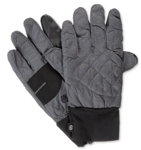 $145 Isotoner Men Gray Thermal Quilted Stretch Warm Winter Ski Gloves Size S/M - Picture 1 of 3