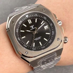 Relojes automáticos para hombre 42 mm grandes cuadrados zafiro esfera negra Sunburst NH35A GMT - Imagen 1 de 22