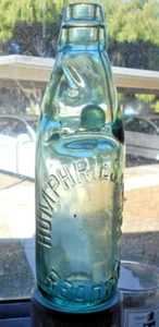 VINTAGE GLASS CODD NECK BOTTLE HUMPHRIES & HOLT READING WITH MARBLE STOPPER - Picture 1 of 4