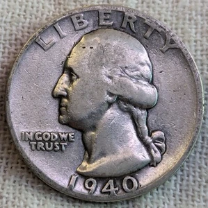 1940 S Washington Quarter Fine; Tiratura inferiore 8,2 m data preziosa -.9 argento fine - Foto 1 di 6