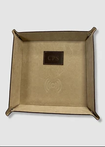 $86 Bey-Berk Brown Leather Qi Wireless Leather Snap Valet Tray Charger Station - Picture 1 of 3