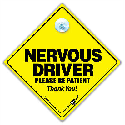 NERVOUS Driver Please Be Patient Car Sign, Suction Cup Sign, Baby On Board Style • 5.11€