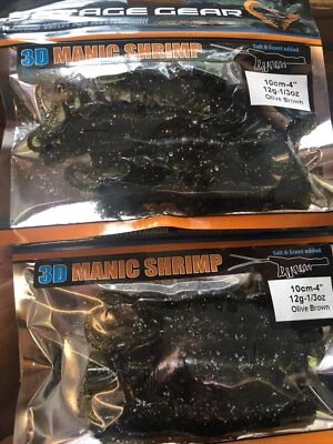 2 BOLSAS SAVAGE GEAR 3D CAMARONES MANÍACOS 4” MARRÓN OLIVA SAL Y AROMA AÑADIDO Foto 1 de 2