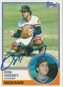 RON HASSEY CLEVELAND INDIANS  SIGNED 1983 TOPPS CARD #689