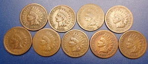 Lot of (9) 1880-1884 Indian Head Cents - Picture 1 of 2