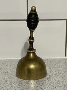 ANTIQUE BRASS TABLE RECEPTION BELL WITH TURNED EBONISED WOOD BEEHIVE HANDLE - Picture 1 of 7