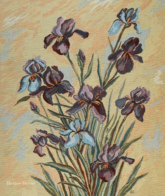 TAPIZ TEJIDO JACQUARD PARED FLORES IRIS DECORACIÓN CONTEMPORÁNEA FLORAL EUROPEA Foto 1 de 2