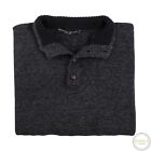 Daniele Blasi Grey Black Wool Ribbed Knit Leather Btns Italy Sweater XL