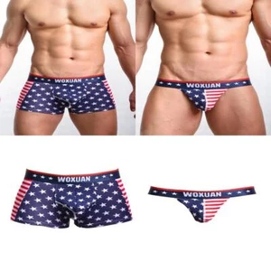 Prettyia 2x Mens Sexy Stars and Striped Thong  Briefs Swim Trunks - Picture 1 of 7